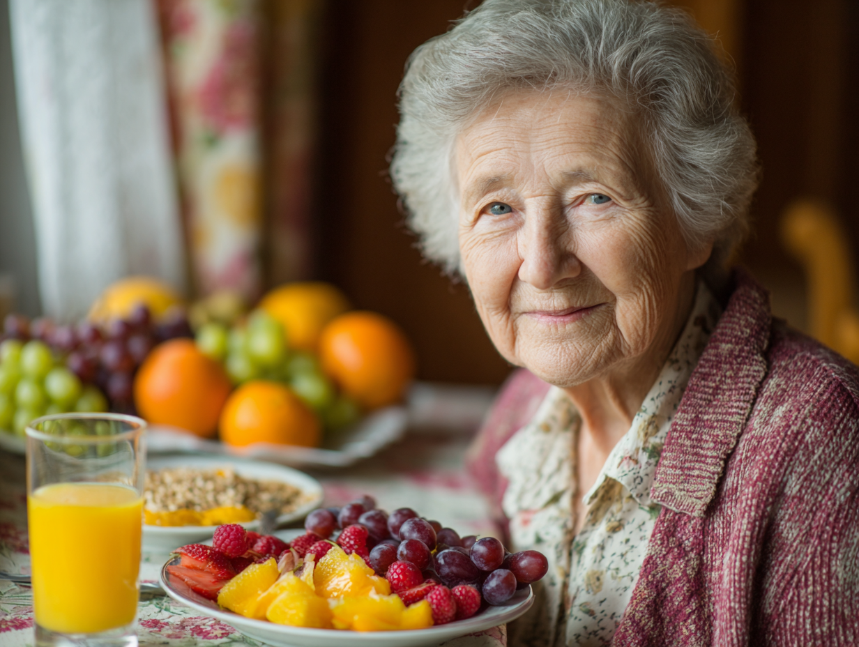Senior urmărind planul de nutriție personalizat